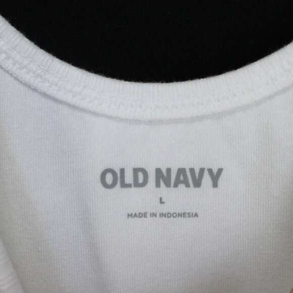 Old Navy Tie Shoulder Bodysuit Womens Sz L White Rib Knit Sleeveless Sccop Neck - Picture 5 of 5